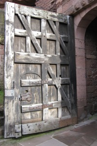 A door in a castle in Alsace, France